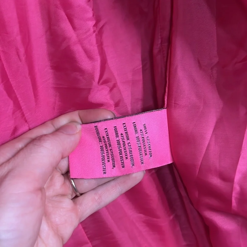Betsey Johnson Hot Pink Lace Double Breasted Trench Coat, Women’s Size Medium - Picture 8 of 11